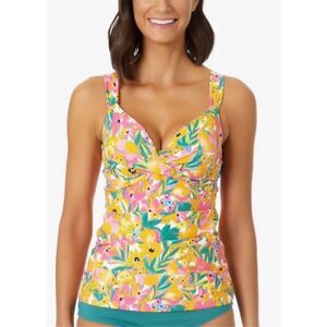 Anne Cole NWT size 32C/34B swim tankini top purple/ orange/ green